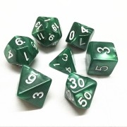 Green pearl dice set  4/6/8/10/10s/12/20 - 7 Dice