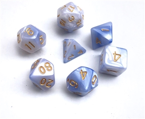 Blend color dice set ( Light blue+white ) Dice Set 4/6/8/10/10s/12/20 - 7 Dice