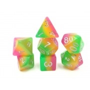 (Rose Red+Yellow+Green) Layer dice Set 4/6/8/10/10s/12/20 - 7 Dice